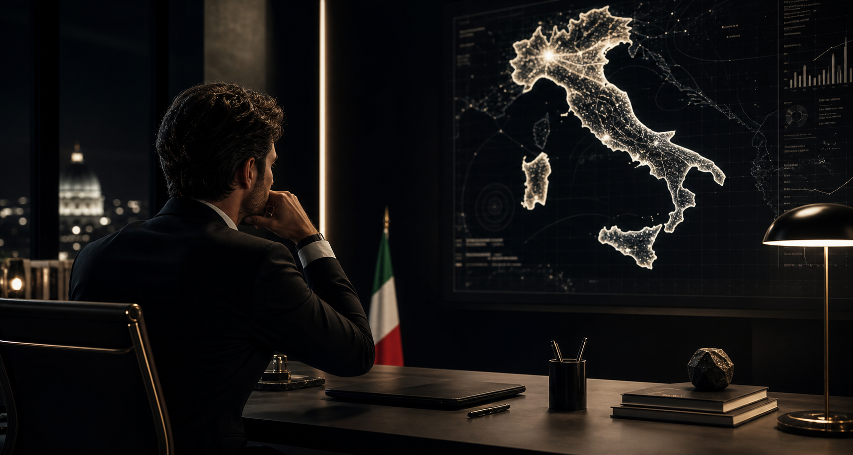 Businessman studying the Italian market